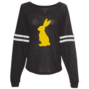 Women’s Slub Jersey Varsitee V-Neck Long Sleeve T-Shirt Thumbnail
