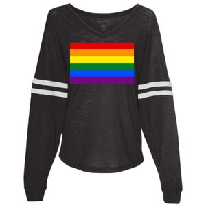 Women’s Slub Jersey Varsitee V-Neck Long Sleeve T-Shirt Thumbnail