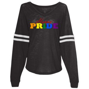 Women’s Slub Jersey Varsitee V-Neck Long Sleeve T-Shirt Thumbnail