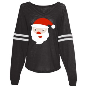Women’s Slub Jersey Varsitee V-Neck Long Sleeve T-Shirt Thumbnail