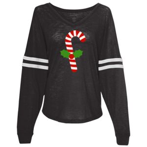Women’s Slub Jersey Varsitee V-Neck Long Sleeve T-Shirt Thumbnail
