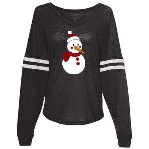 Women’s Slub Jersey Varsitee V-Neck Long Sleeve T-Shirt Thumbnail