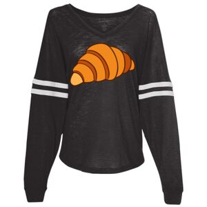 Women’s Slub Jersey Varsitee V-Neck Long Sleeve T-Shirt Thumbnail