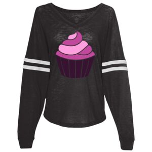 Women’s Slub Jersey Varsitee V-Neck Long Sleeve T-Shirt Thumbnail
