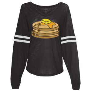 Women’s Slub Jersey Varsitee V-Neck Long Sleeve T-Shirt Thumbnail