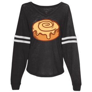 Women’s Slub Jersey Varsitee V-Neck Long Sleeve T-Shirt Thumbnail