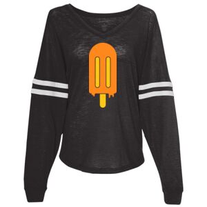 Women’s Slub Jersey Varsitee V-Neck Long Sleeve T-Shirt Thumbnail