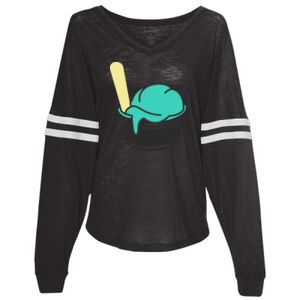 Women’s Slub Jersey Varsitee V-Neck Long Sleeve T-Shirt Thumbnail