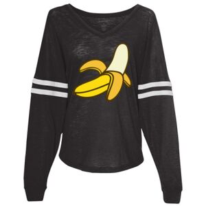 Women’s Slub Jersey Varsitee V-Neck Long Sleeve T-Shirt Thumbnail