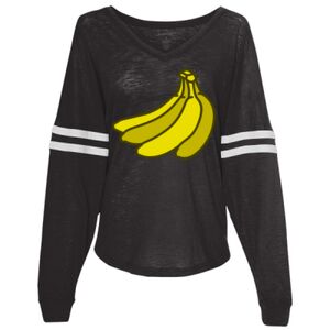 Women’s Slub Jersey Varsitee V-Neck Long Sleeve T-Shirt Thumbnail