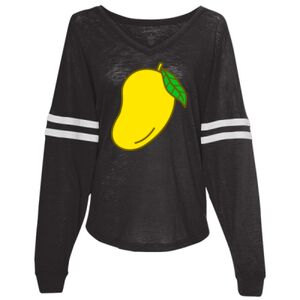 Women’s Slub Jersey Varsitee V-Neck Long Sleeve T-Shirt Thumbnail