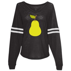Women’s Slub Jersey Varsitee V-Neck Long Sleeve T-Shirt Thumbnail