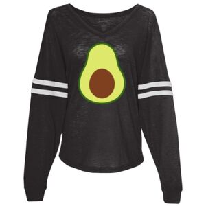 Women’s Slub Jersey Varsitee V-Neck Long Sleeve T-Shirt Thumbnail
