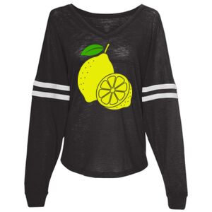 Women’s Slub Jersey Varsitee V-Neck Long Sleeve T-Shirt Thumbnail