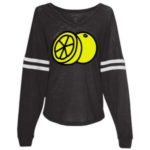 Women’s Slub Jersey Varsitee V-Neck Long Sleeve T-Shirt Thumbnail