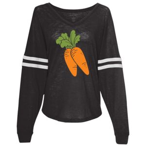 Women’s Slub Jersey Varsitee V-Neck Long Sleeve T-Shirt Thumbnail