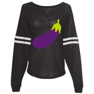 Women’s Slub Jersey Varsitee V-Neck Long Sleeve T-Shirt Thumbnail