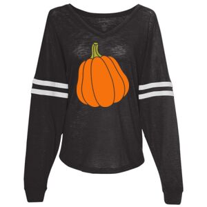 Women’s Slub Jersey Varsitee V-Neck Long Sleeve T-Shirt Thumbnail