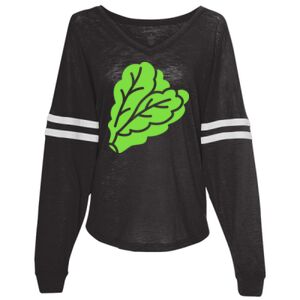 Women’s Slub Jersey Varsitee V-Neck Long Sleeve T-Shirt Thumbnail