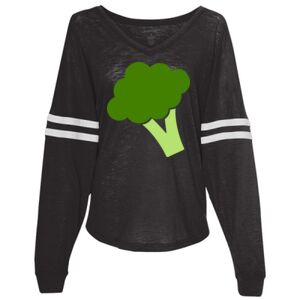 Women’s Slub Jersey Varsitee V-Neck Long Sleeve T-Shirt Thumbnail