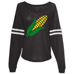 Women’s Slub Jersey Varsitee V-Neck Long Sleeve T-Shirt Thumbnail