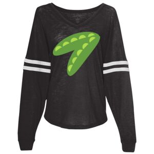 Women’s Slub Jersey Varsitee V-Neck Long Sleeve T-Shirt Thumbnail