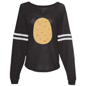 Women’s Slub Jersey Varsitee V-Neck Long Sleeve T-Shirt Thumbnail