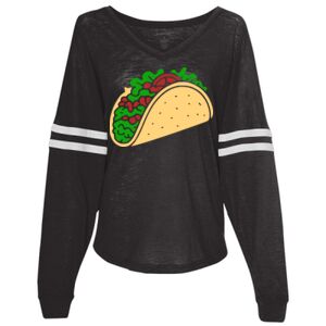 Women’s Slub Jersey Varsitee V-Neck Long Sleeve T-Shirt Thumbnail