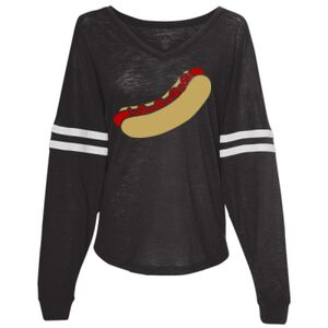 Women’s Slub Jersey Varsitee V-Neck Long Sleeve T-Shirt Thumbnail