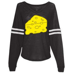 Women’s Slub Jersey Varsitee V-Neck Long Sleeve T-Shirt Thumbnail