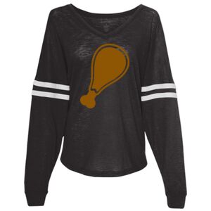 Women’s Slub Jersey Varsitee V-Neck Long Sleeve T-Shirt Thumbnail