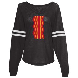 Women’s Slub Jersey Varsitee V-Neck Long Sleeve T-Shirt Thumbnail