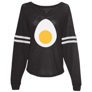 Women’s Slub Jersey Varsitee V-Neck Long Sleeve T-Shirt Thumbnail