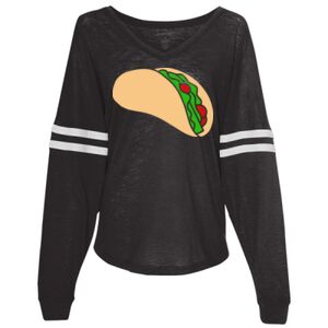 Women’s Slub Jersey Varsitee V-Neck Long Sleeve T-Shirt Thumbnail