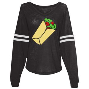 Women’s Slub Jersey Varsitee V-Neck Long Sleeve T-Shirt Thumbnail