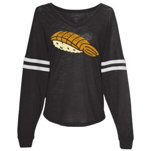 Women’s Slub Jersey Varsitee V-Neck Long Sleeve T-Shirt Thumbnail