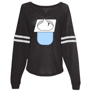 Women’s Slub Jersey Varsitee V-Neck Long Sleeve T-Shirt Thumbnail