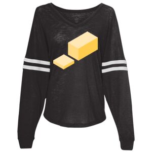 Women’s Slub Jersey Varsitee V-Neck Long Sleeve T-Shirt Thumbnail