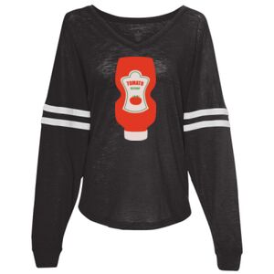Women’s Slub Jersey Varsitee V-Neck Long Sleeve T-Shirt Thumbnail