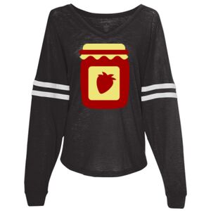Women’s Slub Jersey Varsitee V-Neck Long Sleeve T-Shirt Thumbnail
