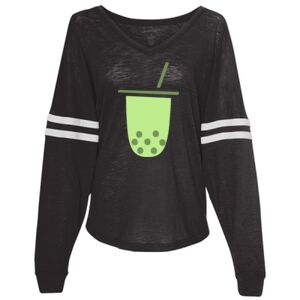 Women’s Slub Jersey Varsitee V-Neck Long Sleeve T-Shirt Thumbnail