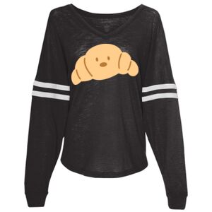 Women’s Slub Jersey Varsitee V-Neck Long Sleeve T-Shirt Thumbnail
