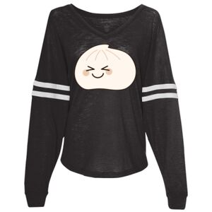 Women’s Slub Jersey Varsitee V-Neck Long Sleeve T-Shirt Thumbnail