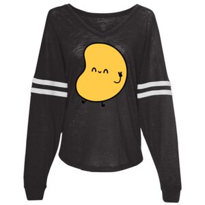 Women’s Slub Jersey Varsitee V-Neck Long Sleeve T-Shirt Thumbnail