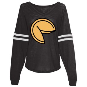 Women’s Slub Jersey Varsitee V-Neck Long Sleeve T-Shirt Thumbnail