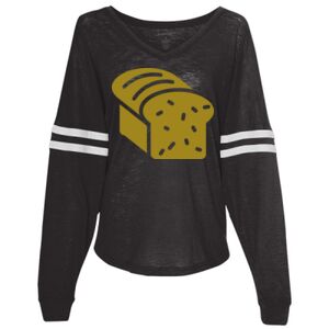 Women’s Slub Jersey Varsitee V-Neck Long Sleeve T-Shirt Thumbnail