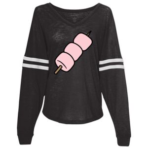Women’s Slub Jersey Varsitee V-Neck Long Sleeve T-Shirt Thumbnail