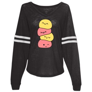 Women’s Slub Jersey Varsitee V-Neck Long Sleeve T-Shirt Thumbnail