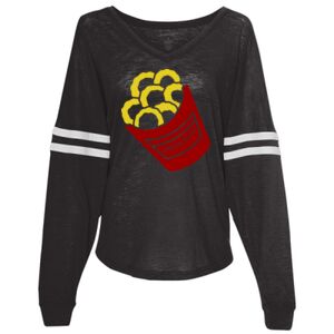 Women’s Slub Jersey Varsitee V-Neck Long Sleeve T-Shirt Thumbnail