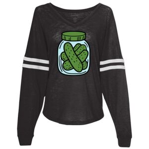 Women’s Slub Jersey Varsitee V-Neck Long Sleeve T-Shirt Thumbnail